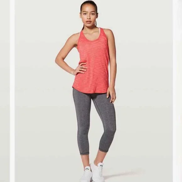 Lululemon Heathered Red Orange Essential Tank Top Womens Size 2 - Picture 1 of 10